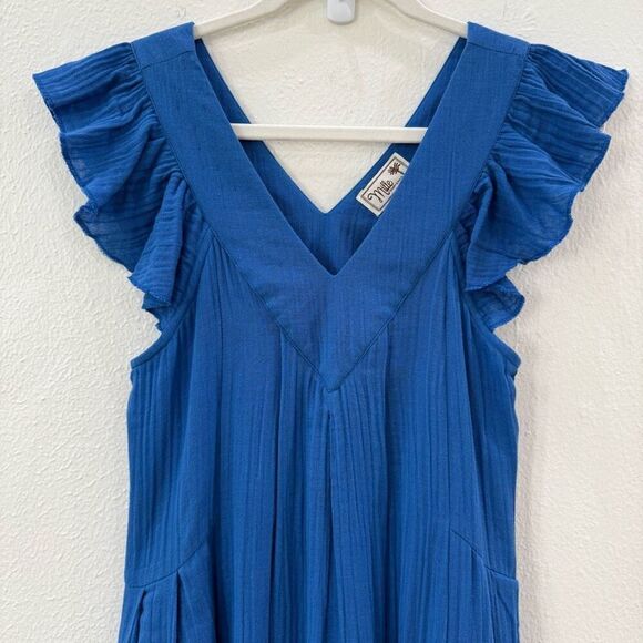 Mille Resort & Travel Women’s XXS Blue Midi Catarina Dress Pockets Beach Summer - Picture 3 of 11